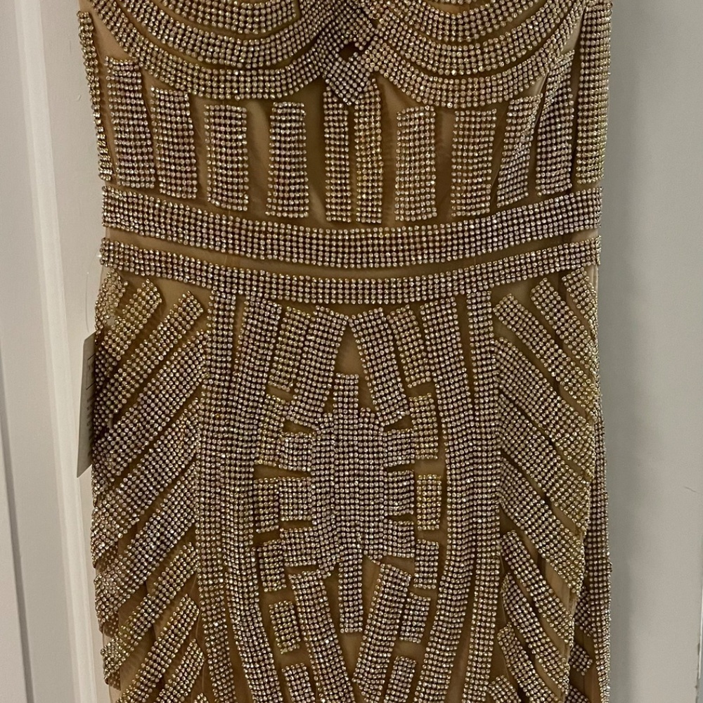 Glow Gold Cocktail Dress - Picture 2 of 3